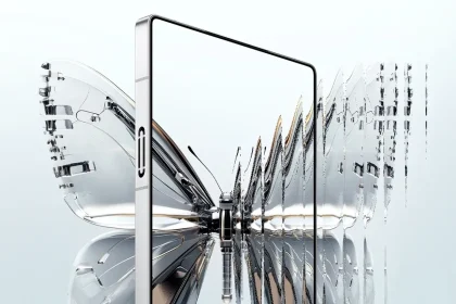 Red Magic 10 Pro išmanusis telefonas su skaidriu drugelio dizainu simbolizuoja inovatyvų ir lengvą technologinį dizainą.